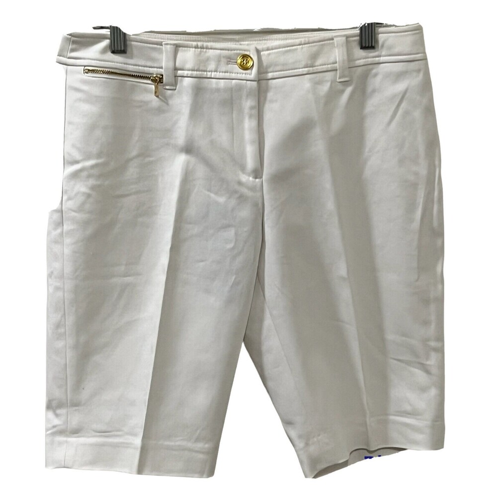 Jones New York Signature Womens White Bermuda Shorts Stretch Size 4